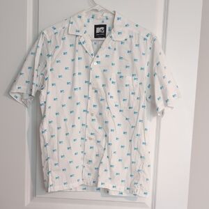 MTV logo White and Blue Men's Shirt Size Large